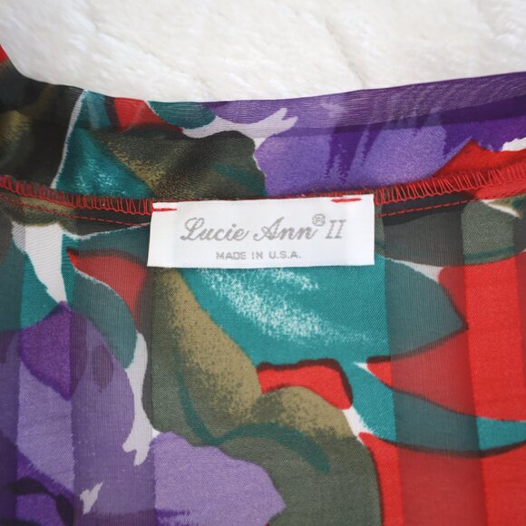 Vintage Lucie Ann II Satin Red Floral Robe - Picture 6 of 6